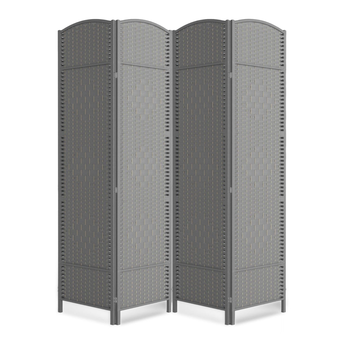 6 Panel Folding Room Divider,Woven Privacy Screen,Light Beige