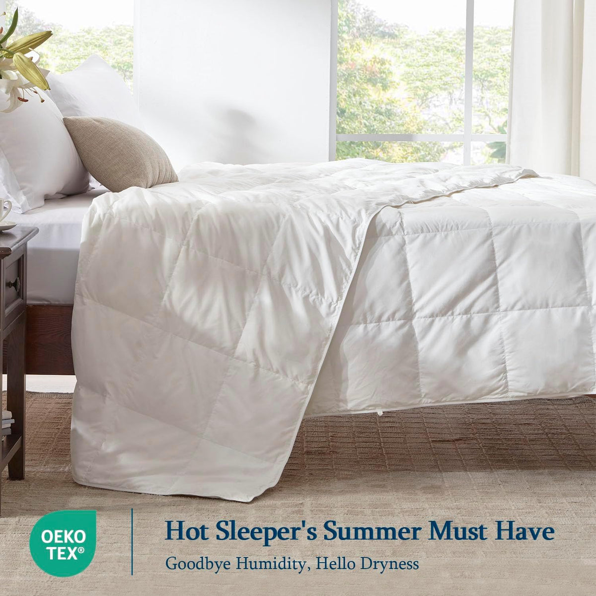 Globon Summer Down Comforter King Size,Extra Lightweight Duvet Insert,White