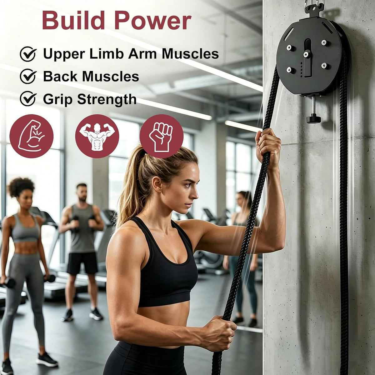 Portable Infinity Ropes Machine, Closed Loop Nylon Rope Trainer for Grip, Arms, Back and Body Coordination Exercises, Home Gym Pulley System