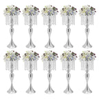 Wedding Centerpieces Gold Vases,10PCS Metal Flower Candle Holder,Wedding Vase for Tables,Crystal Flower Vase Metal Flowers Stand for Party Tables Decorations