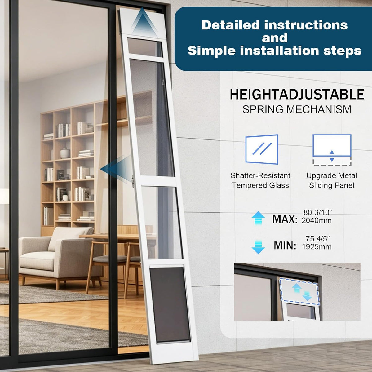 Medium Doggy Door for Sliding Glass Door with Screen Design