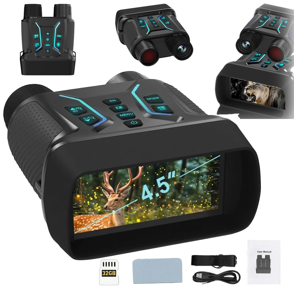 4K Night Vision Binoculars HD Night Vision Device with 32GB Card, Cardless