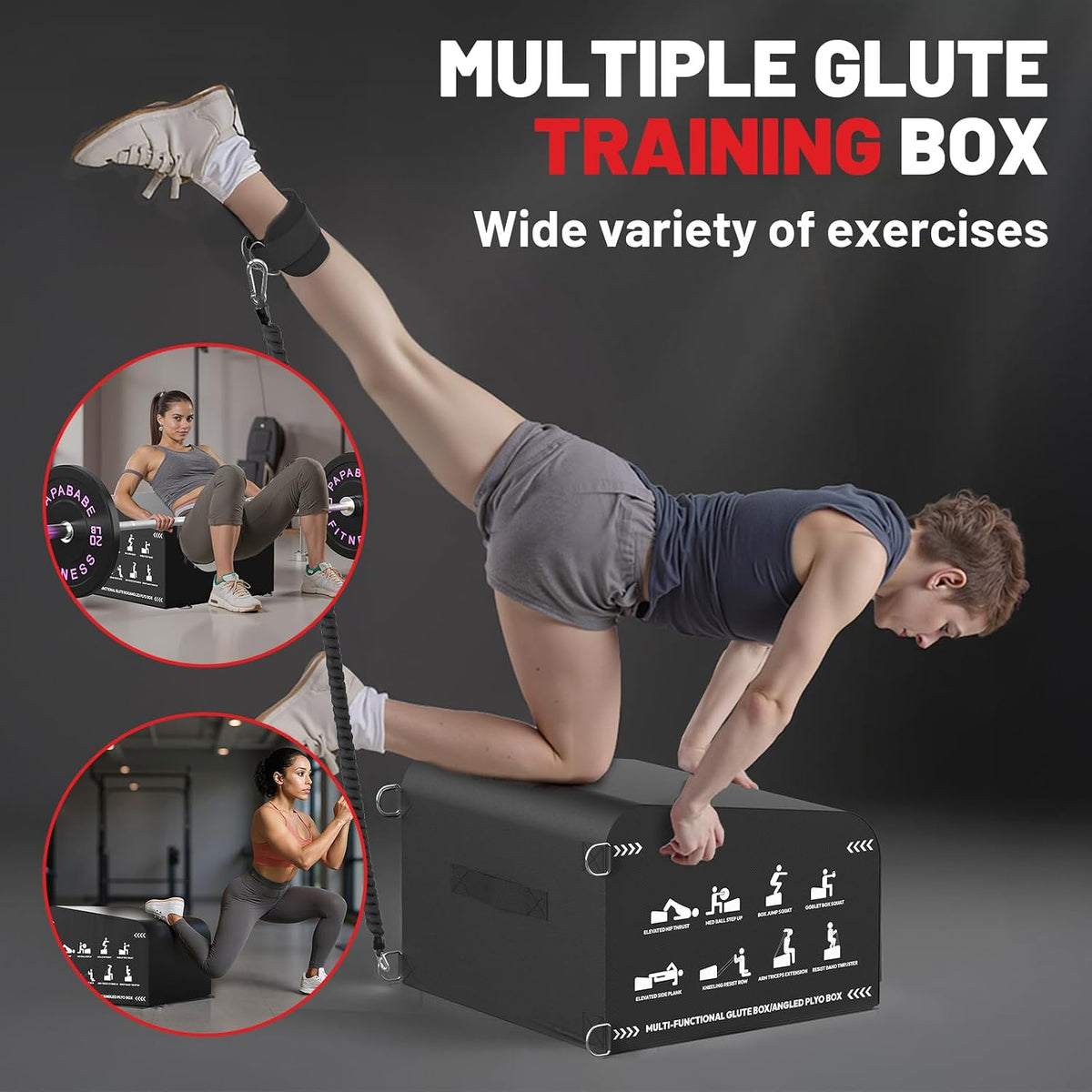Hip Thrust Box Multifunctional Angled Glute Box for Hip Strength Ab Workout