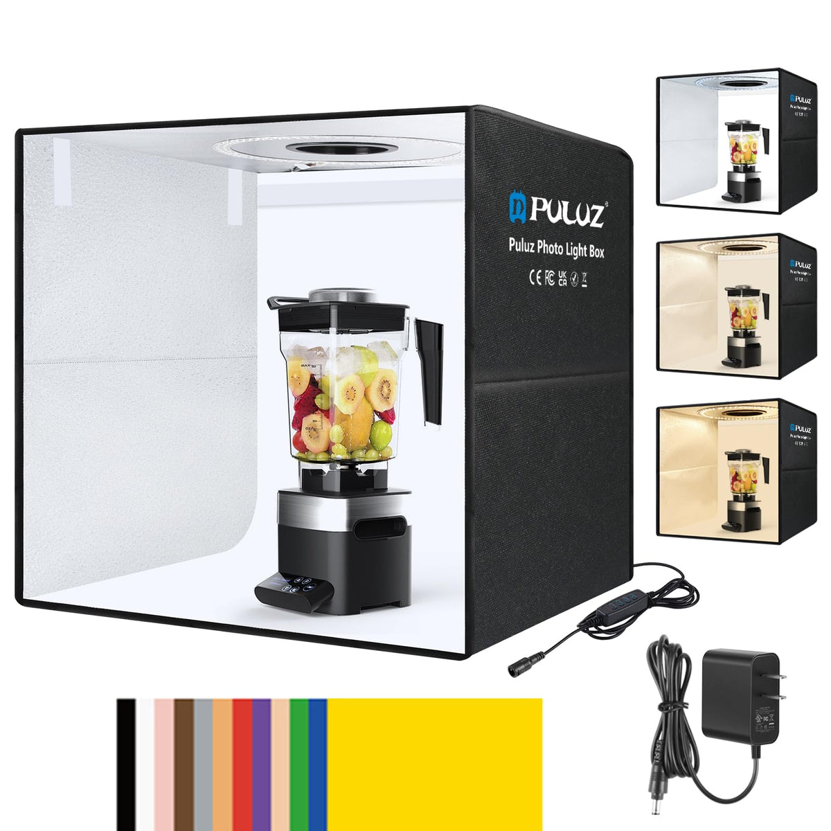 PULUZ Upgrade Light Box & Soft Box, 16"x16" Professional Shooting Tent with 480 LED Lights Photo Studio Light Box Photography with 4 Color PVC Backdrops for Jewelry and Product Photography