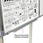 Excello 40” x 60” Mobile, Folding Whiteboard on Wheels with Magnetic Surface and Flip-Out Marker Tray
