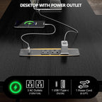 Korfile 59 inch L Shaped Computer Desk with Power Outlets, Black
