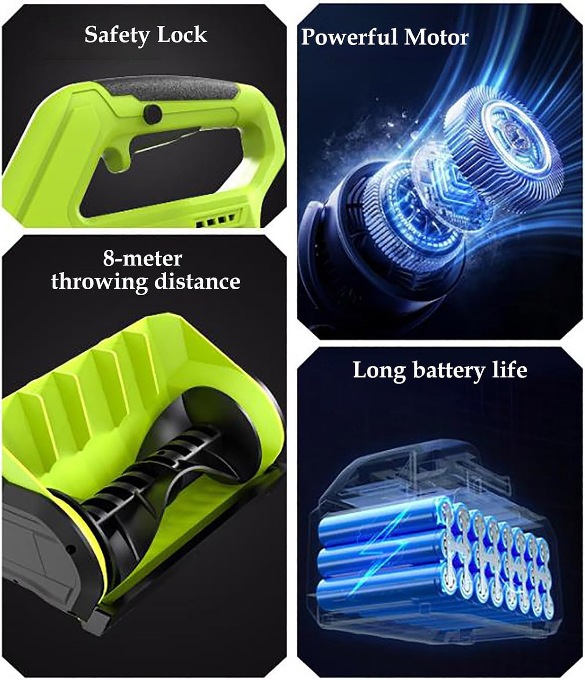 48V Cordless Electric Snow Shovel, 10-Inch Electric Snow Blower, Brushless Motor, Foldable High Power Household Hand Push Snow Sweeper for Driveway, Patio, Sidewalk Snow Removal (Green)