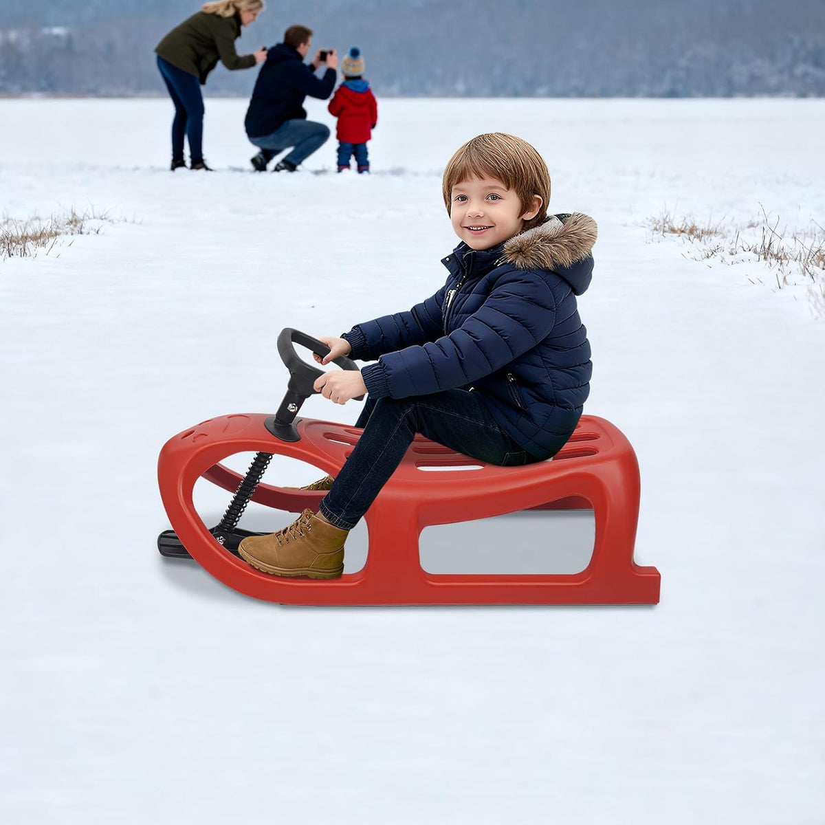 Saddle Style Snow Sled for Kids and Adults – Winter Outdoor Sliding Toy, Heavy Duty Plastic, Fun Sledding for Snowy Hills and Backyard