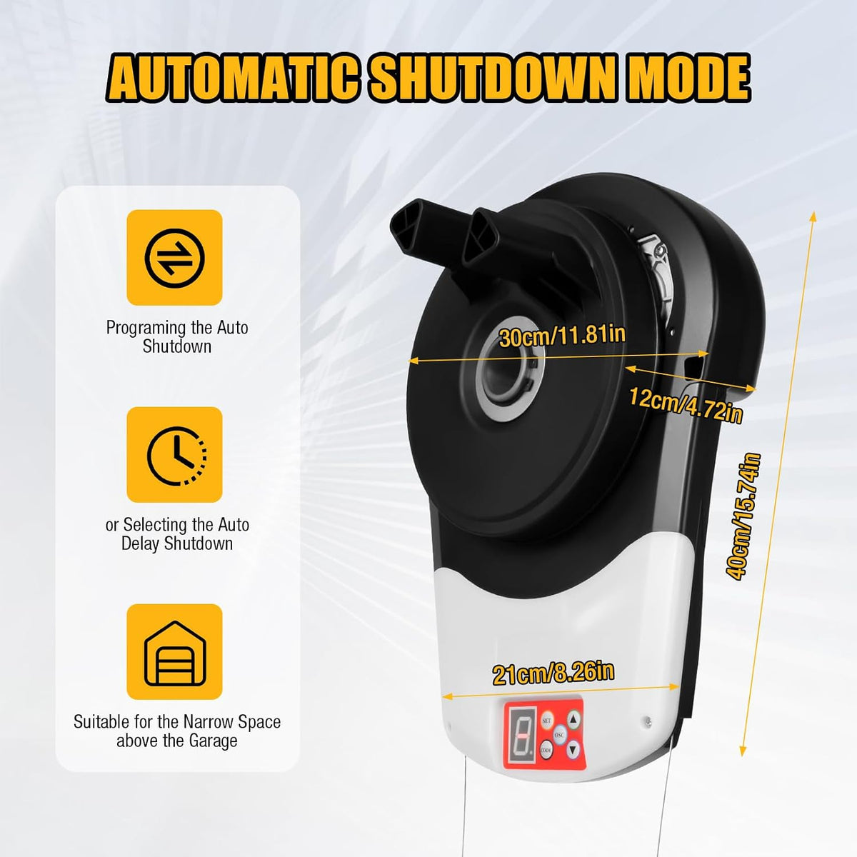 Automatic Roll Up Door Opener Kit, Wall Mount Commerial Garage Roller Door Opener with 2 Remote Control for Garage Warehouse Store & Barn Farm