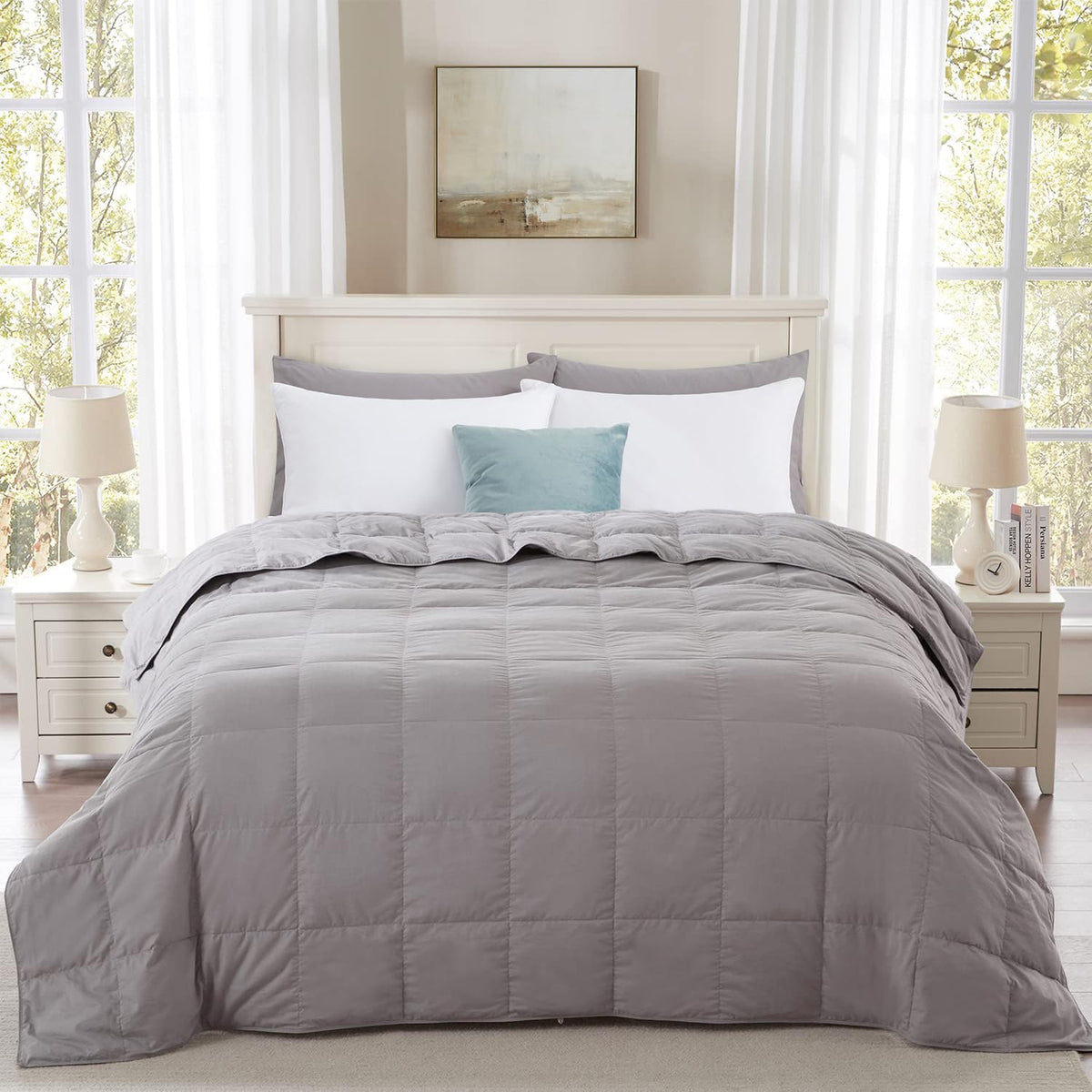 Globon Summer Down Comforter King Size,Extra Lightweight Duvet Insert,White