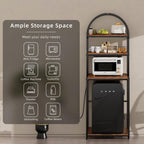 Arched Metal Mini Fridge Stand with Power Outlet and Wheels, Black