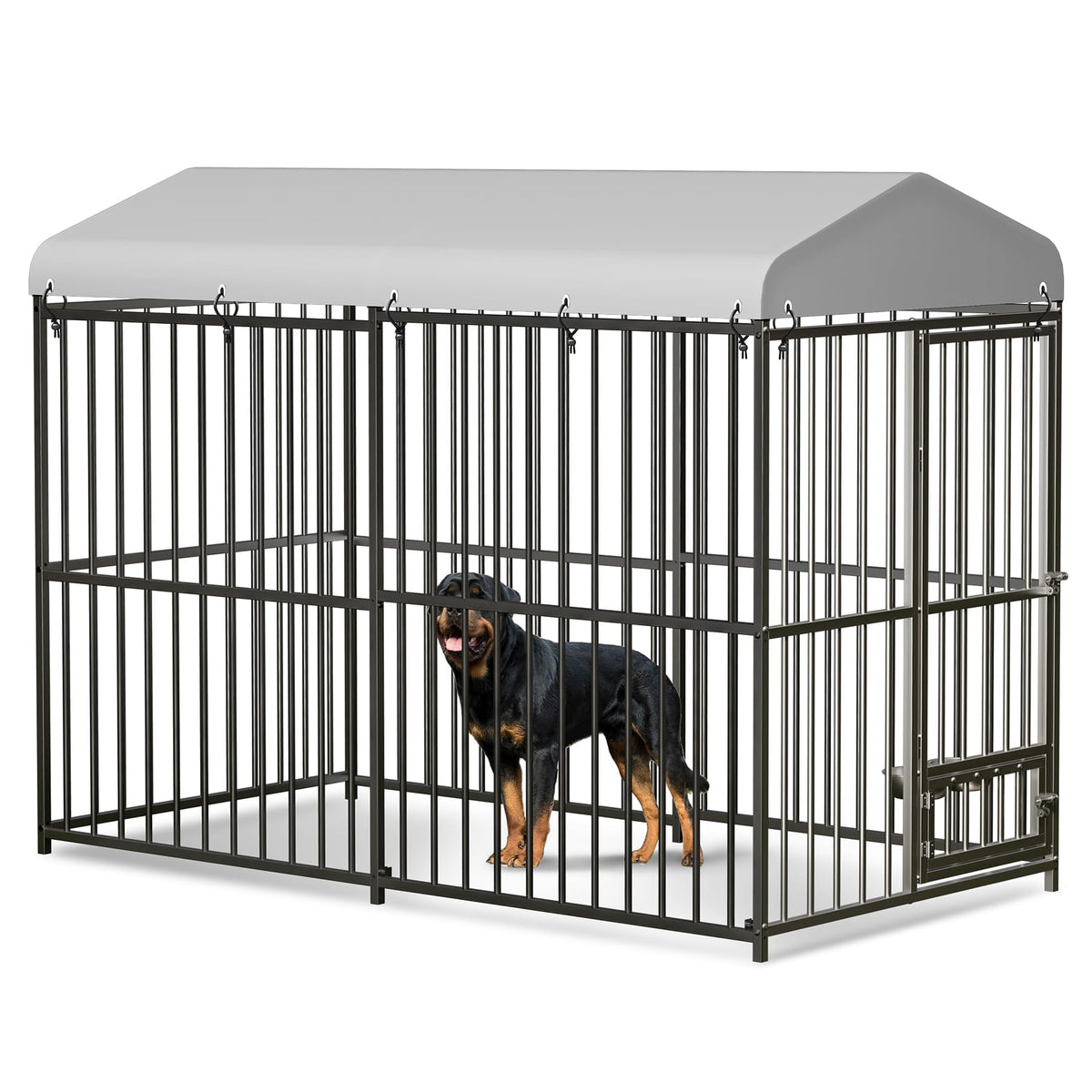 Large Outdoor Dog Kennel, 8x4x6FT Heavy Duty Dog Cage with Roof, Dog Kennel Galvanized Iron Dog House with Safety Locks,UV & Water Resistant Proof Cover, for Garden Backyard