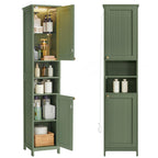 VASAGLE Tall Storage Cabinet with Lights, Slim, 11.8" W, Cloud White