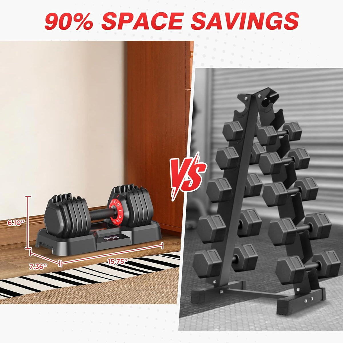 Adjustable Dumbbells Set of 2 for Home Gym Fitness Free Weights Set