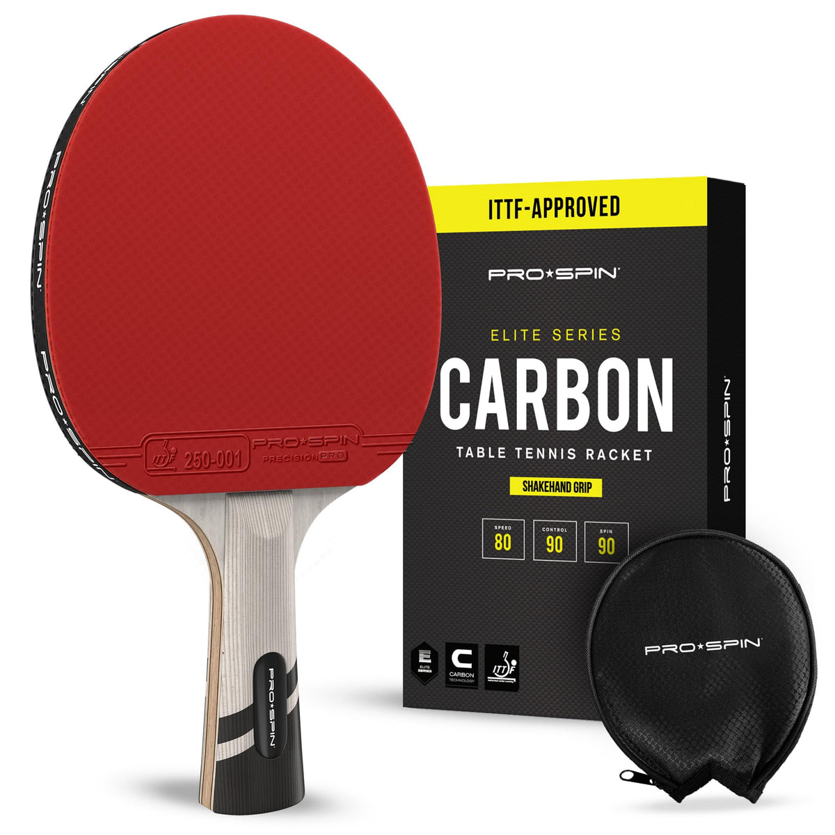 PRO-SPIN Ping Pong Paddles – ITTF Approved Professional Table Tennis Rackets with Carbon Fiber for Superior Control | 7-Ply Blade, Premium Rubber, 2.0mm Sponge