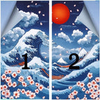 Ocean Waves Cherry Blossoms Window Privacy Film 31.5Wx47.2L inch x 2pcs