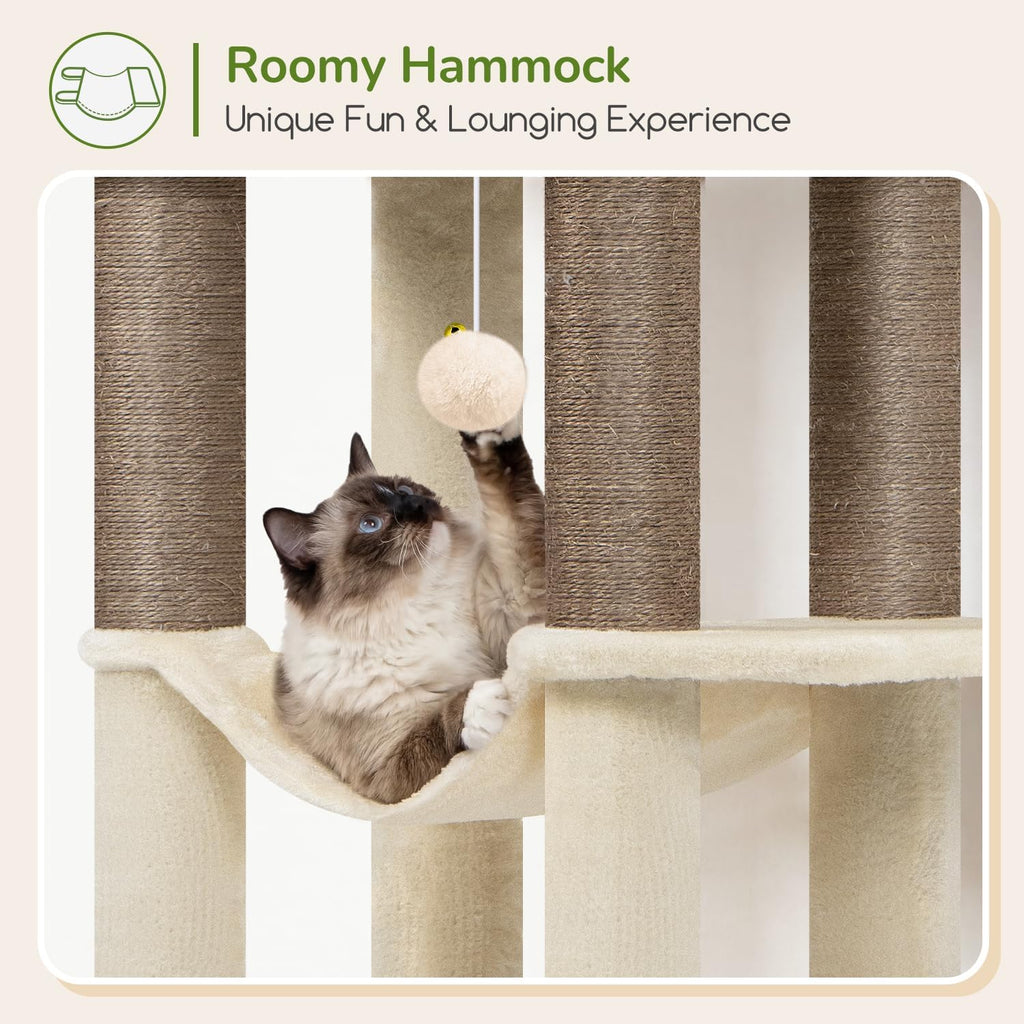 Globlazer F65D Corner Cat Tree Tower with Scratching Posts, Beige