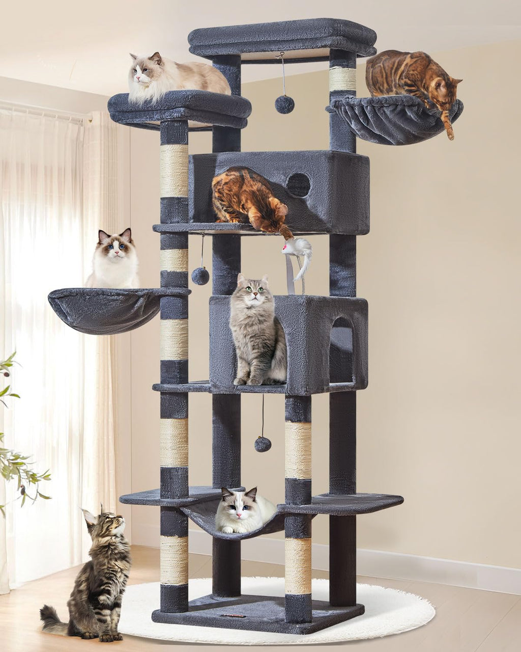 Taoqimiao 79in Cat Tree, Tall Large Cat Tower for Indoor Adult Cats S10G
