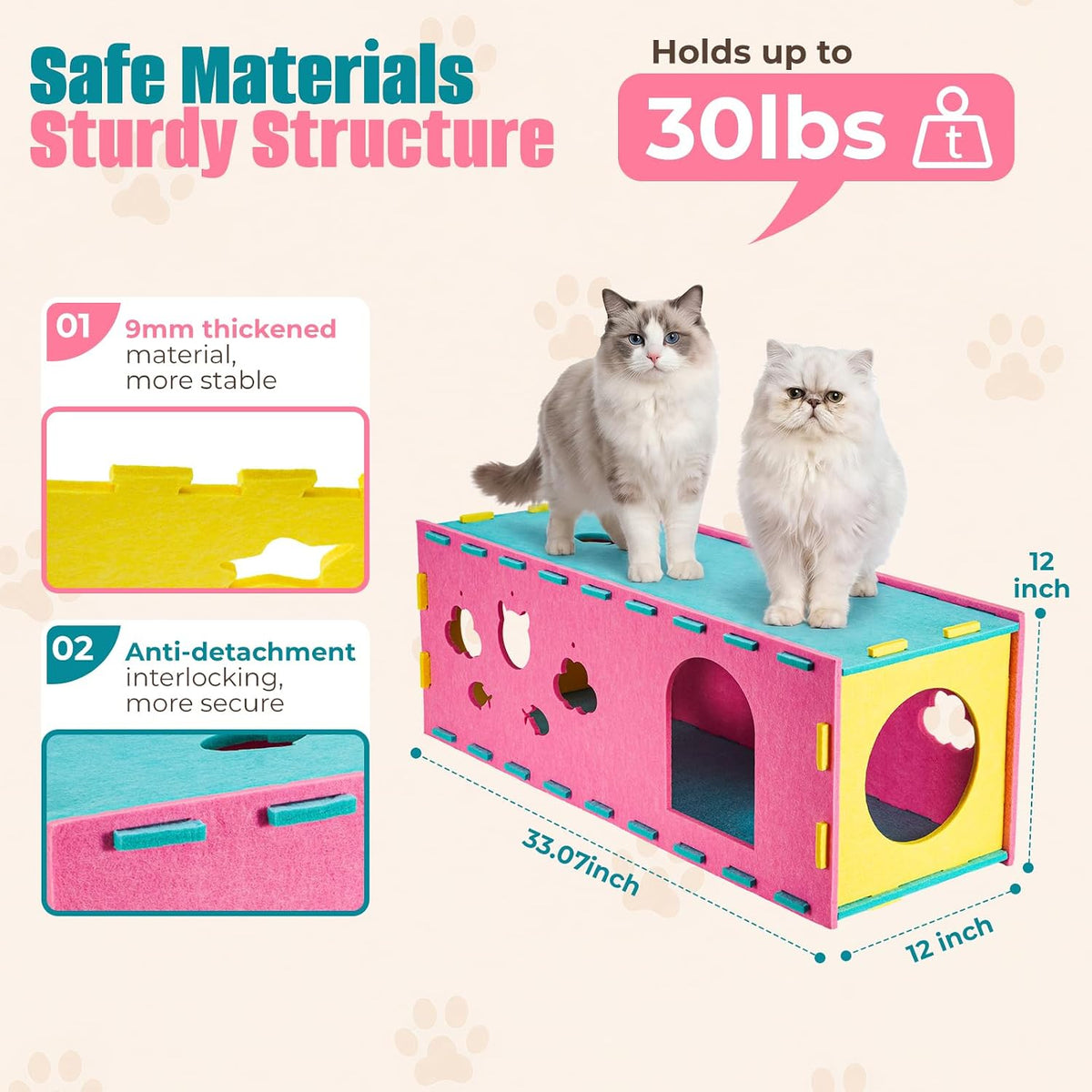 AsFrost 33inch Interactive Cat Toy Feather Toys Playhouse for Indoor Cats
