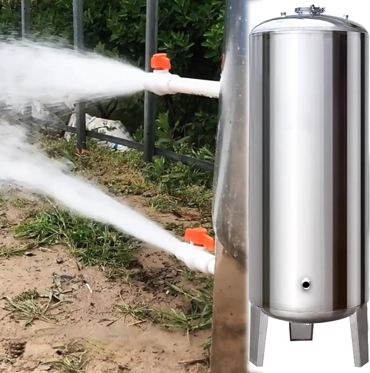 80gal 60gal 50gal 40gal 26gal 15gal Well Water Pressure Tank, Vertical Stainless Steel Pressurized Water Storage Tanks with Air Release Valve and Mounting Kit for Shallow Well Pump Household(60X40cm/2