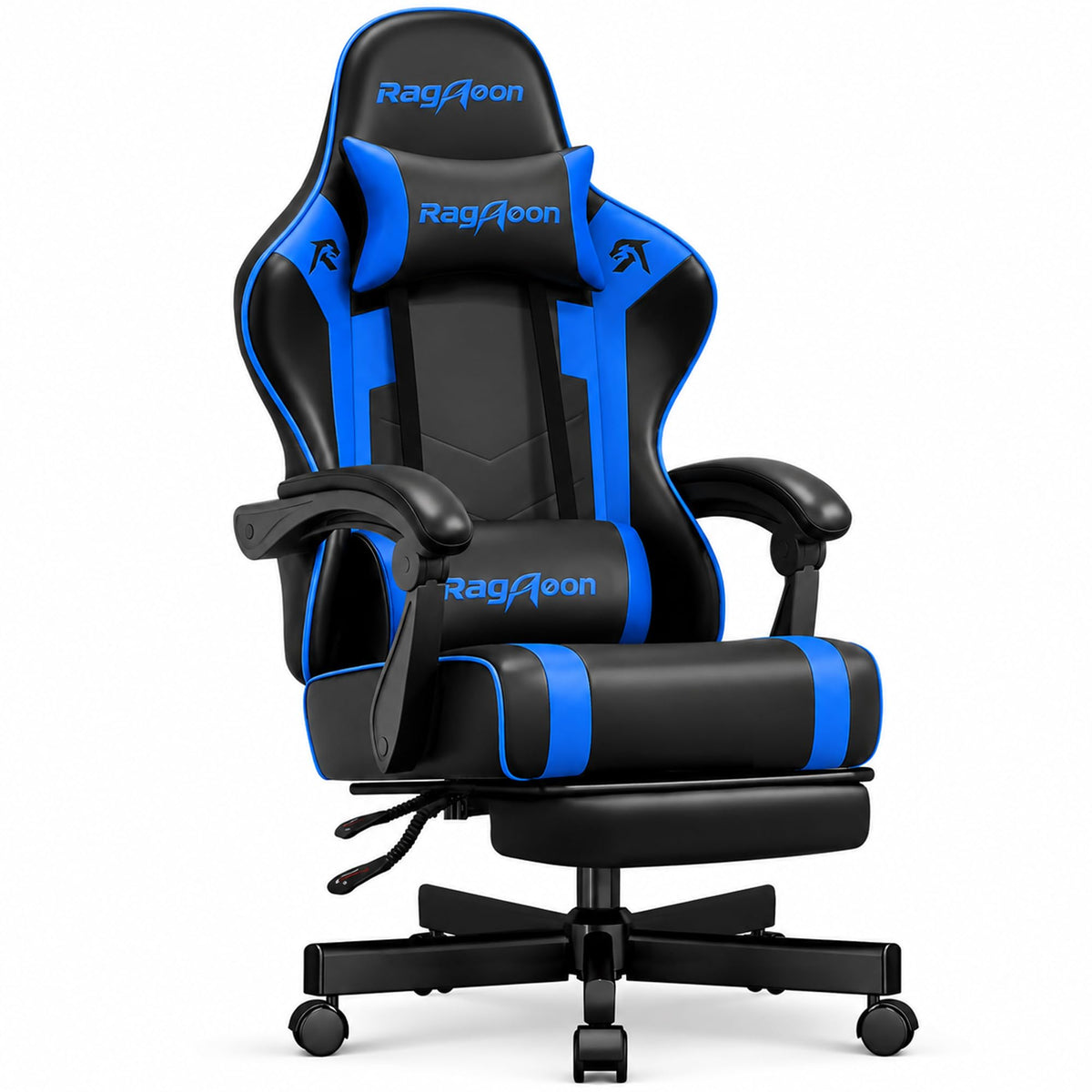 Video Gaming Chair for Adults with Footrest, Ergonomic PC Chair,Jet Black
