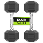 HANDBODE Hex Dumbbell Set of 2, Rubber Encased Fixed Dumbbells, 2.5-65 lb