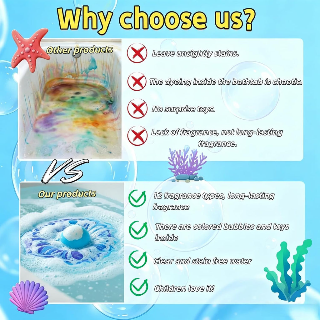 2026 New Ocean Toy Bath Salt Ball Sleeve Box Bath Bombs,Upgrade Kids Bath Bombs Gift Set, Handmade Nature Bubble Bath Fizzes Bomb，Birthday Gifts for Kid (Style B)