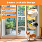 Dog Door for Sliding Glass Doors, 86.6"-92.5" Adjustable, Security Lock