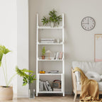 4-Tier Ladder Bookshelf with Storage Cabinet, Freestanding Shelf Unit,White