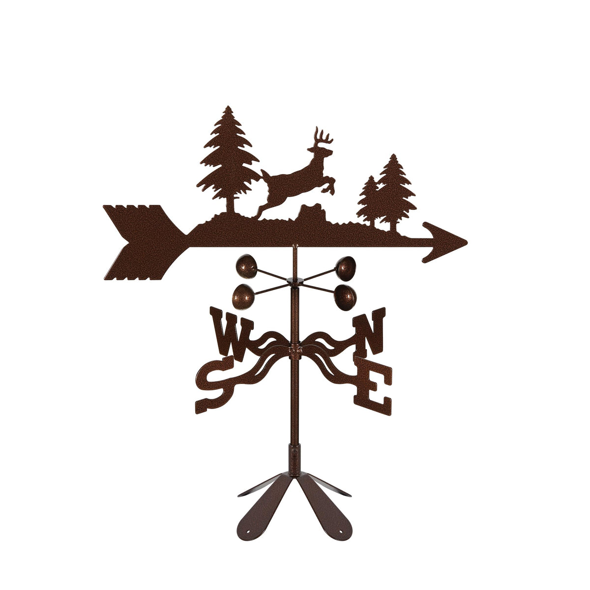 EZ Vane Steel Jumping Deer Weathervane with Wind Cups — Deck Mount