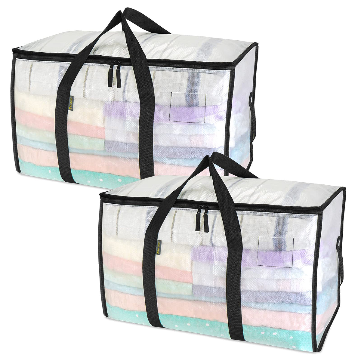 BALEINE 16-Pack Oversized Moving Bags with Reinforced Handles, Heavy-Duty Storage Tote for Clothes, Moving Supplies (Clear, 16-Pack)