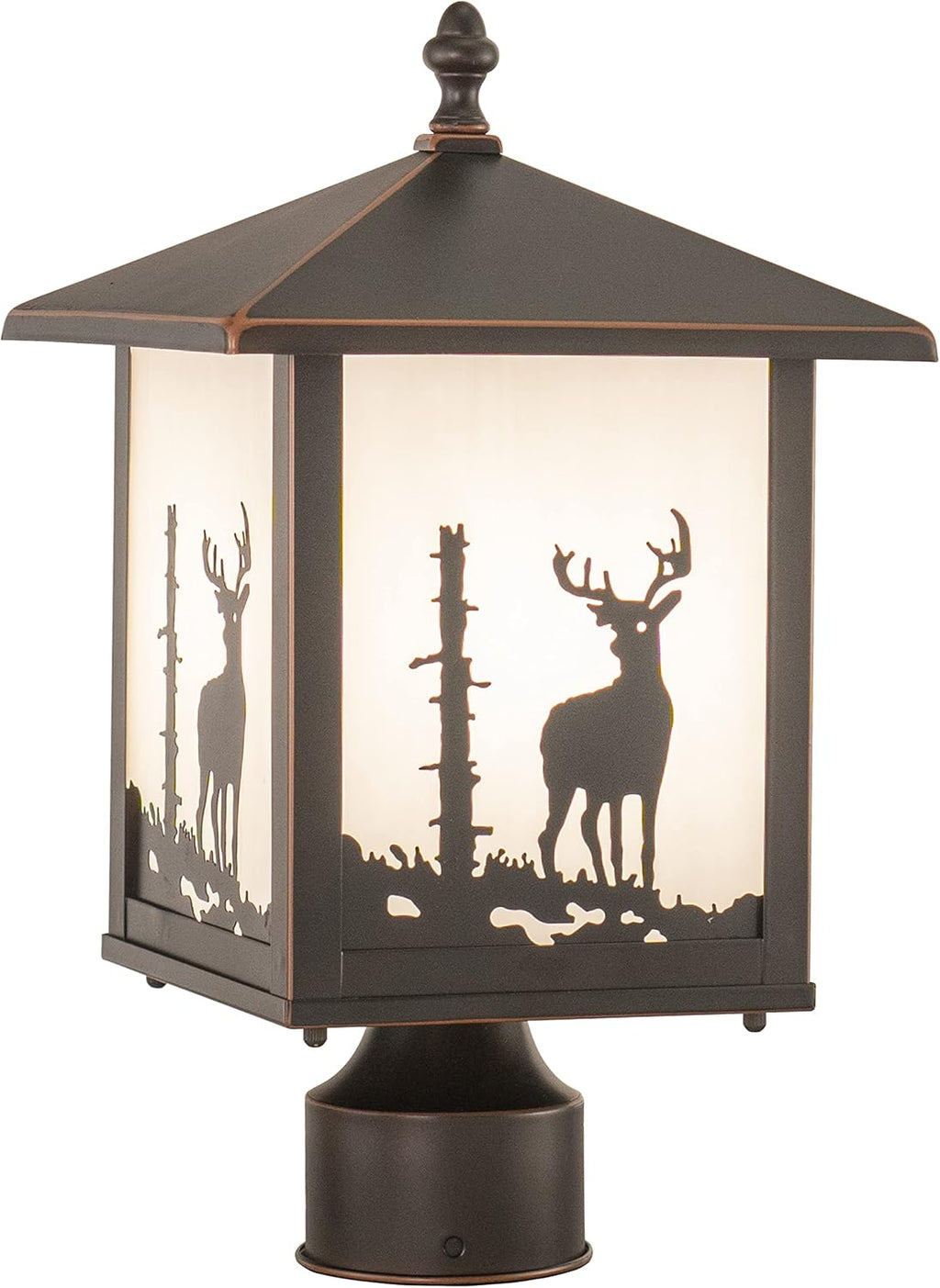VAXCEL Yosemite 1L Bronze Rustic Outdoor Tree Post Light White Glass