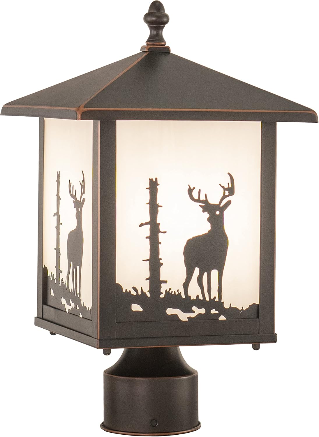 VAXCEL Yosemite 1L Bronze Rustic Outdoor Tree Post Light White Glass