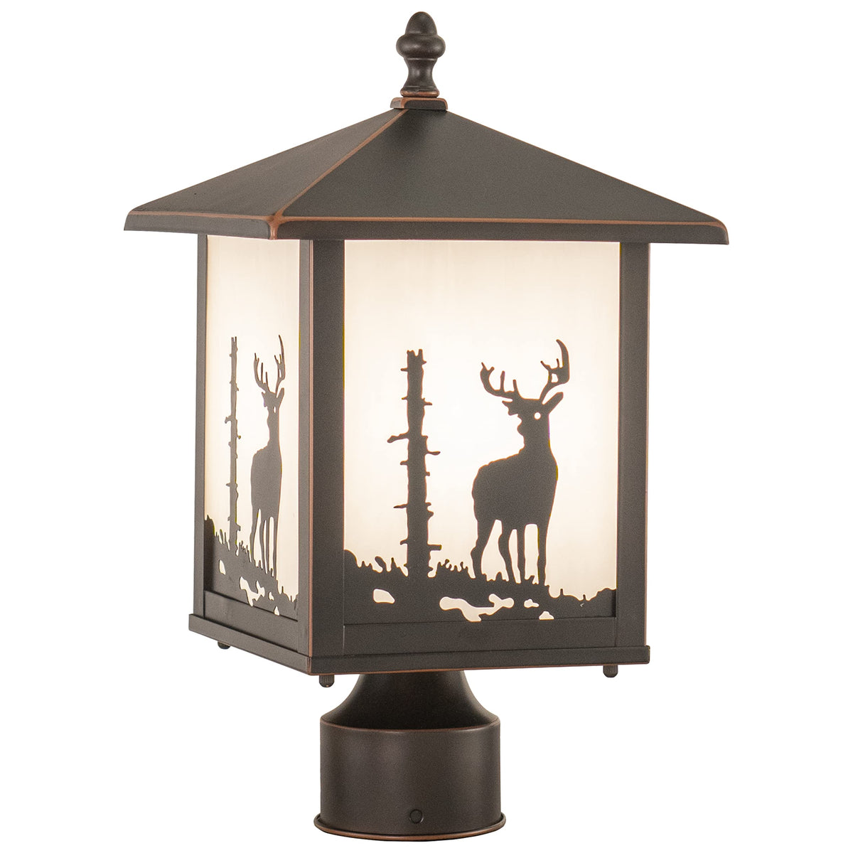 VAXCEL Yosemite 1L Bronze Rustic Outdoor Tree Post Light White Glass