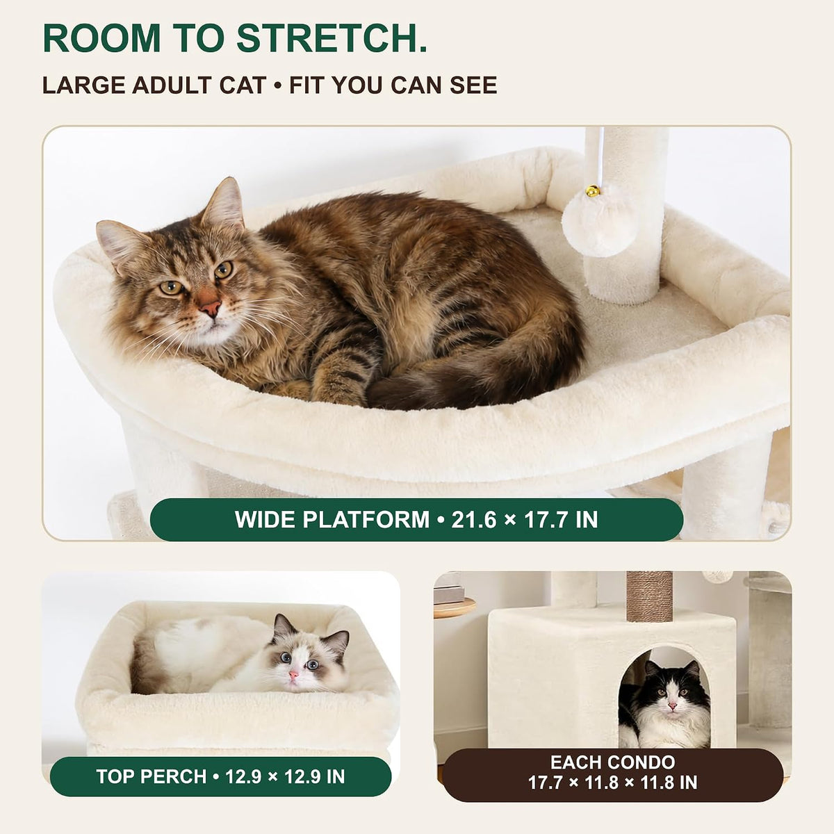 Globlazer Large Cat Tree for Large Adult Cats, Tall Sturdy Cat Tower, S80