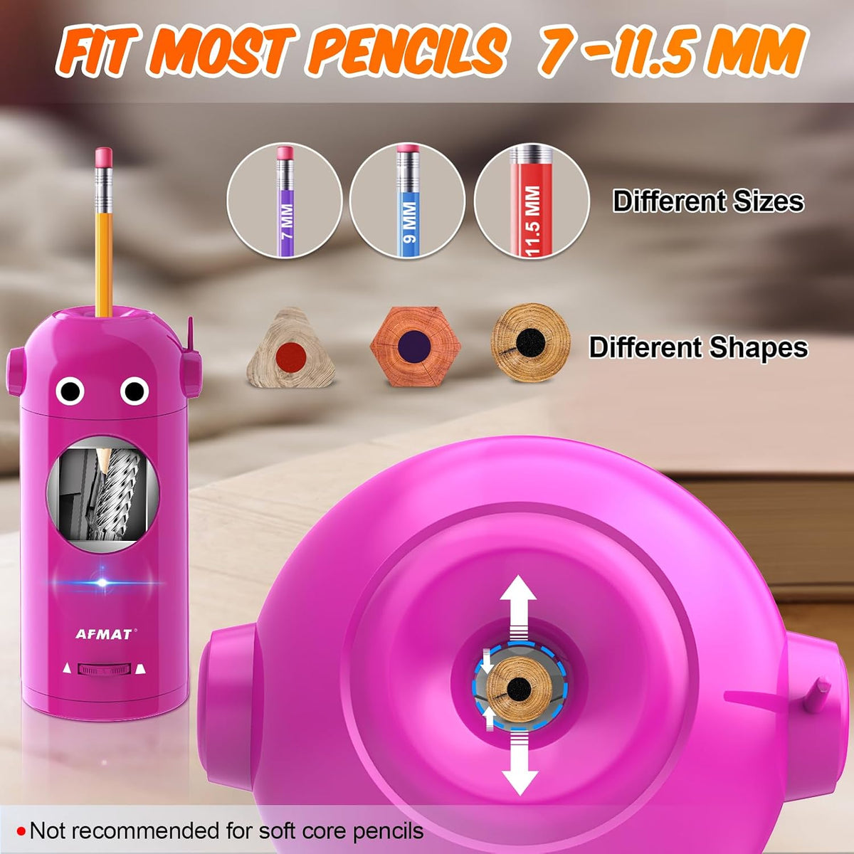 AFMAT Fully Automatic Robot Pencil Sharpener, 2 Pack (Green + Purple)