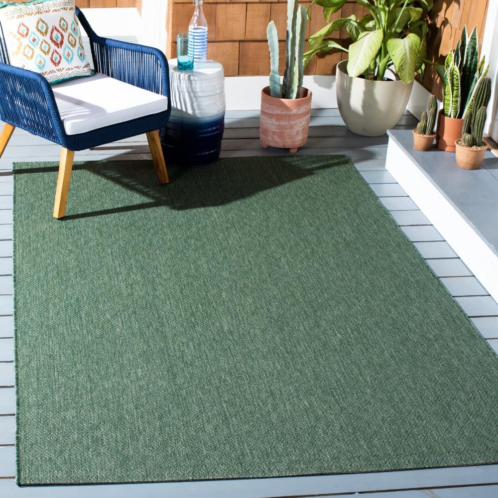 SAFAVIEH Washable Rug Outdoor Courtyard Collection - 5'3" x 7'7", Dark Green, Non-Shedding & Easy Cleaning, Ideal for Patio, Backyard, Mudroom (CY6520-32222)
