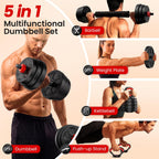 Adjustable Dumbbell Set, 20/33/45/70/90lbs Free Weight Set with Connector, 5-in-1 Dumbbell Set for Barbells, Kettlebells, Push up Stand, Weight Plate, Home Gym Suitable Men/Women