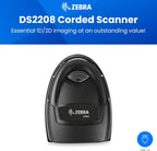 Zebra DS2208 Handheld Barcode Scanner w/ Stand | 1D 2D QR Code Scanner | Easy Setup | Corded with Shielded USB Cable (Renewed)