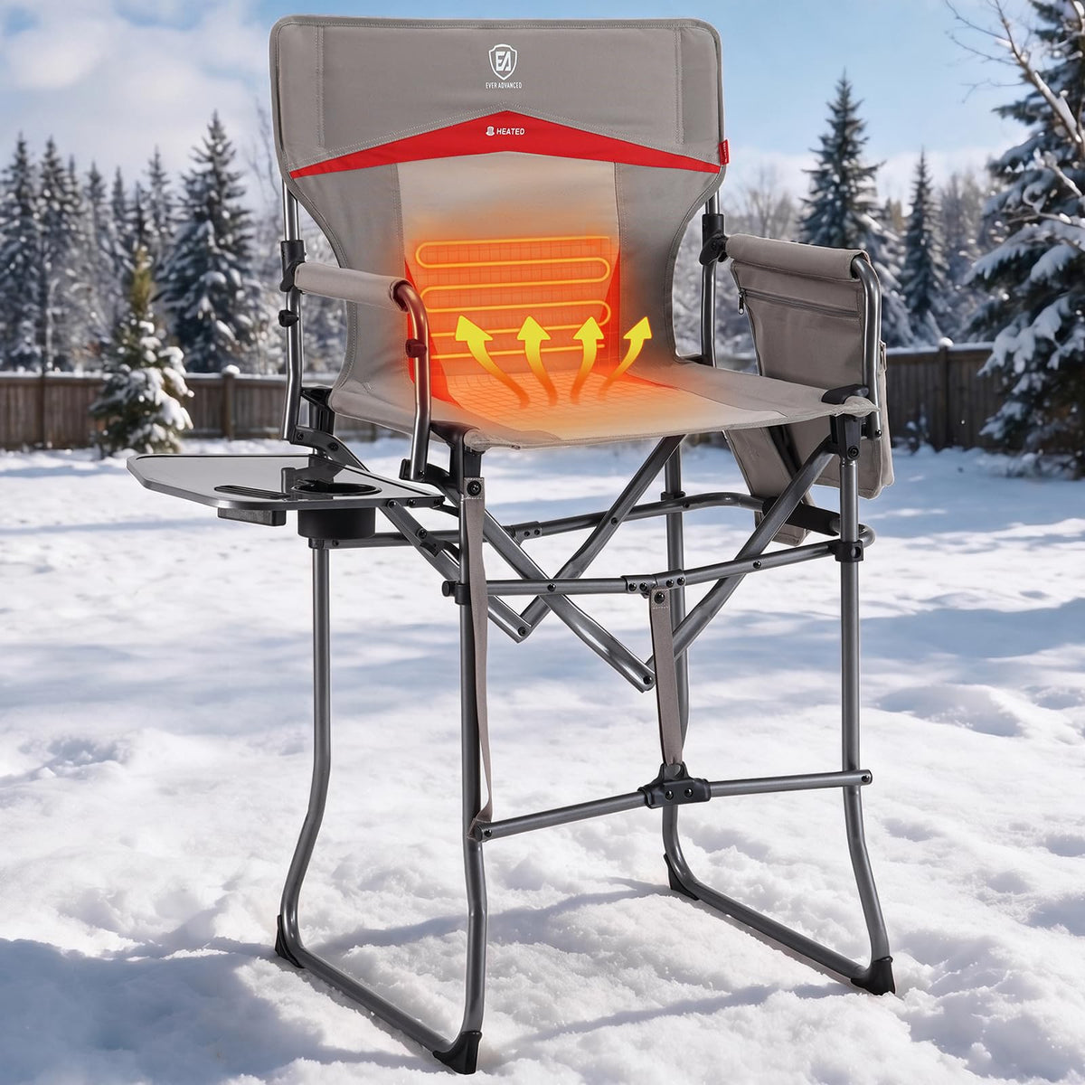 EVER ADVANCED Portable 30.7" Seat Height Tall Camping Directors Chair