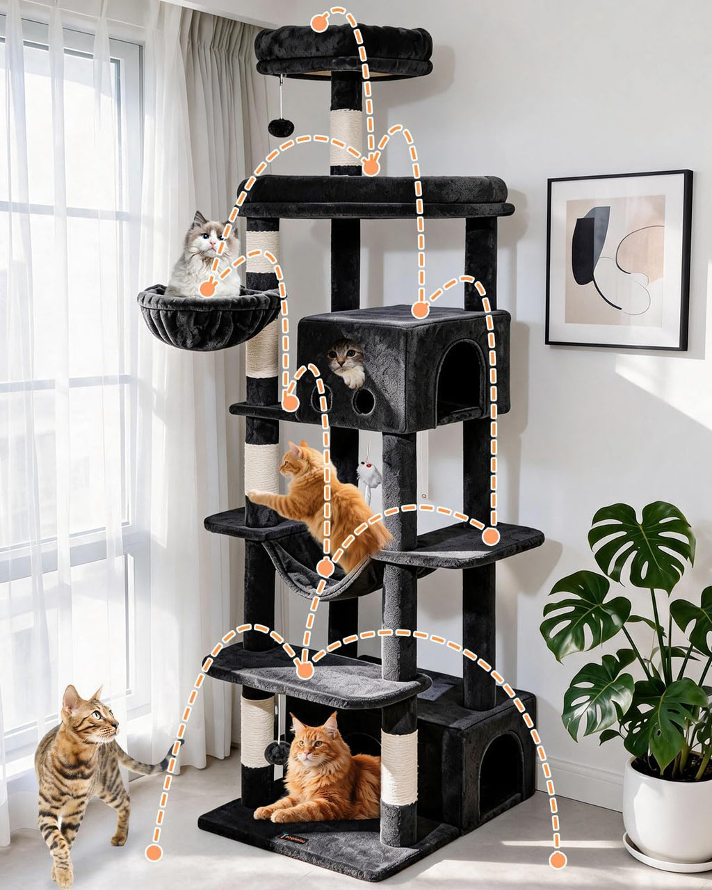 Taoqimiao 79in Cat Tree, Tall Large Cat Tower for Indoor Adult Cats S10G