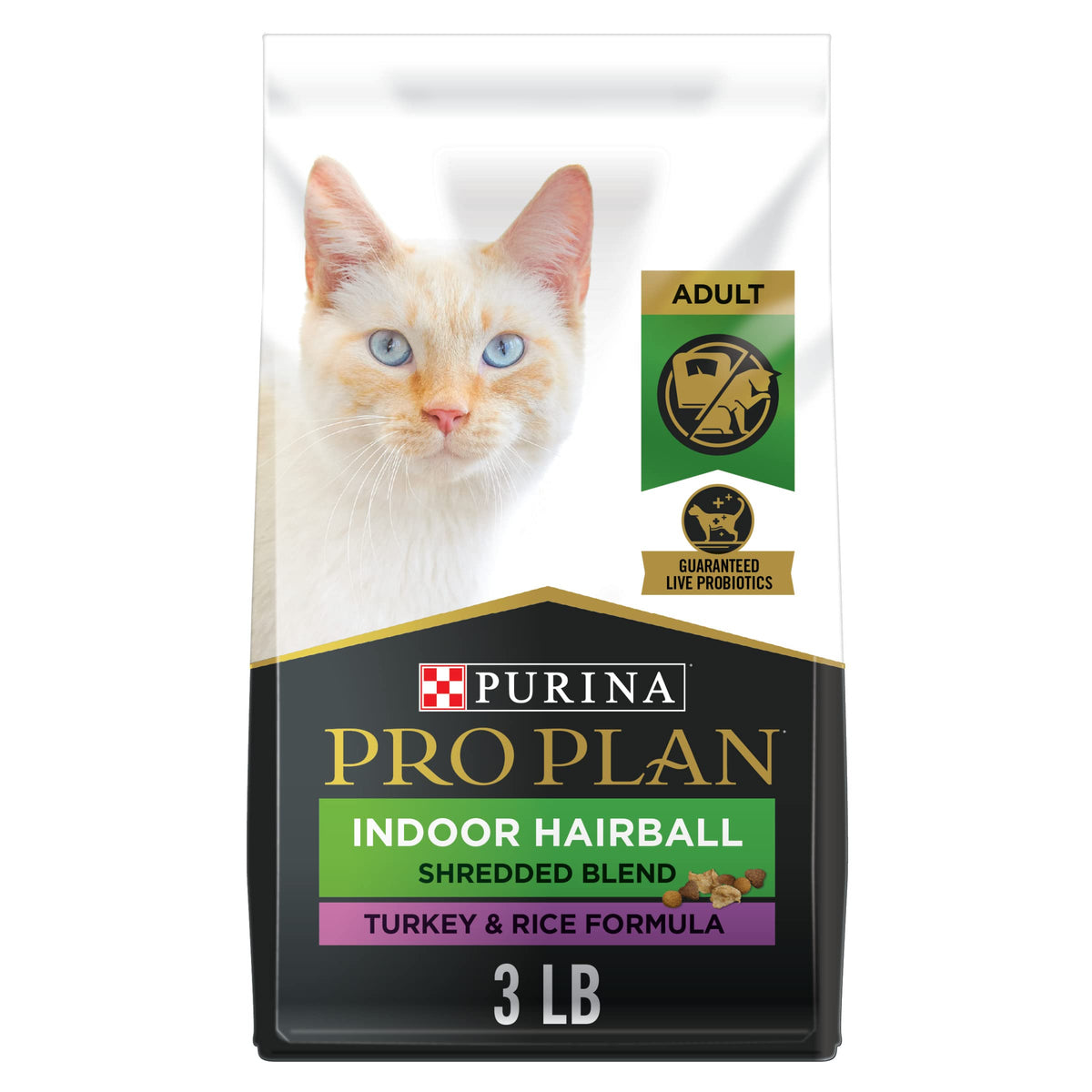 Purina Pro Plan Hairball Management Indoor Dry Cat Food, Turkey, 16 lb Bag