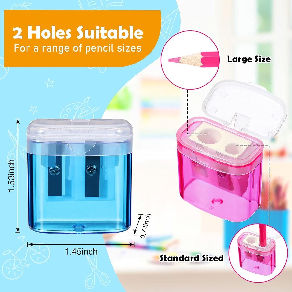 Teling 660 Pcs Manual Pencil Sharpeners Bulk Dual Holes Handheld