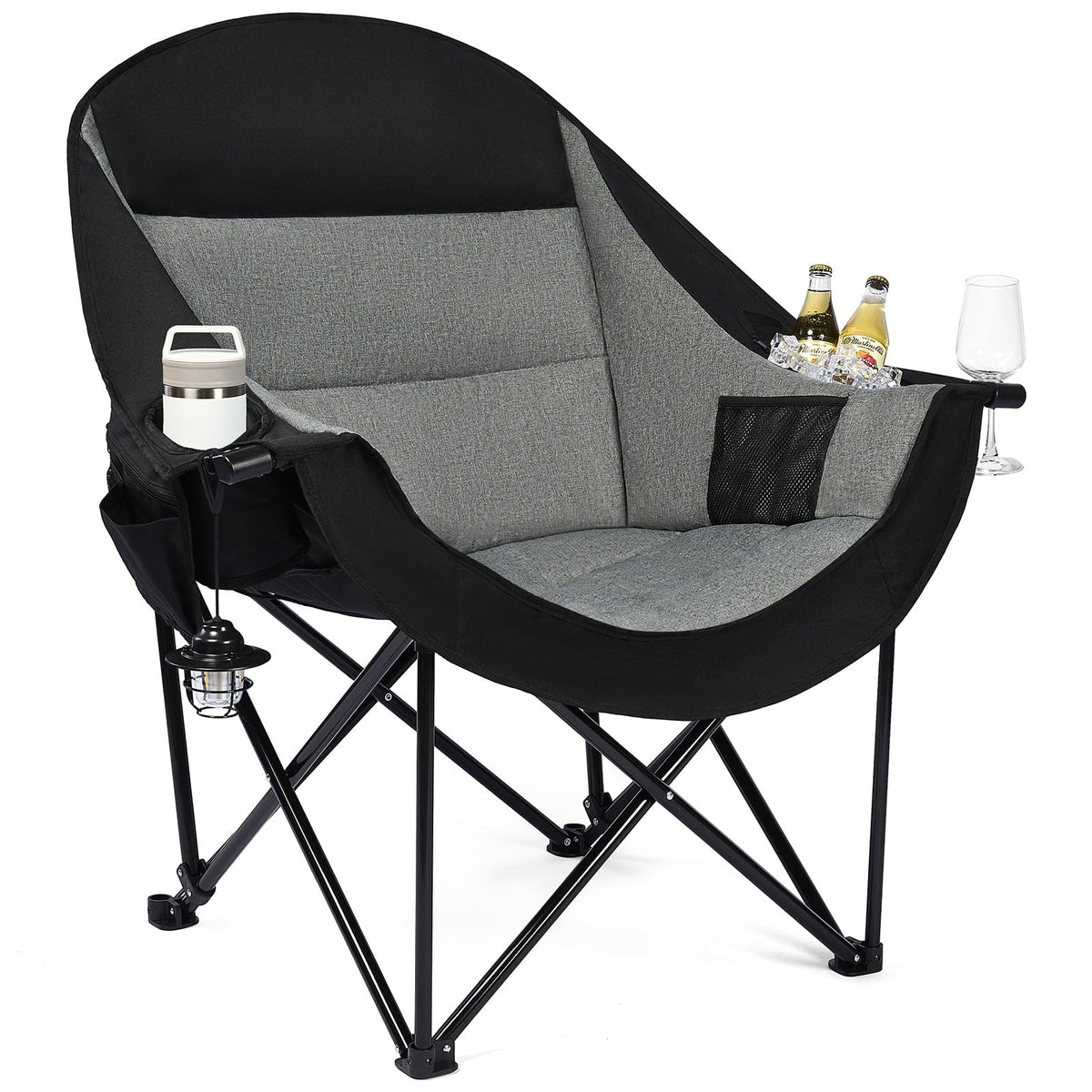 Oversized Camping Chair - Heavy Duty Padded Lawn Chair for Adults