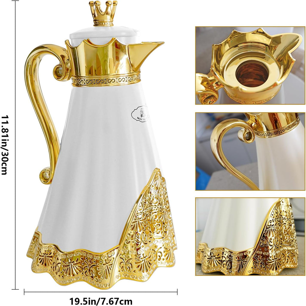 Luxury Arabic Turkish Style Insulated Coffee Carafe,34oz,Tea Flask