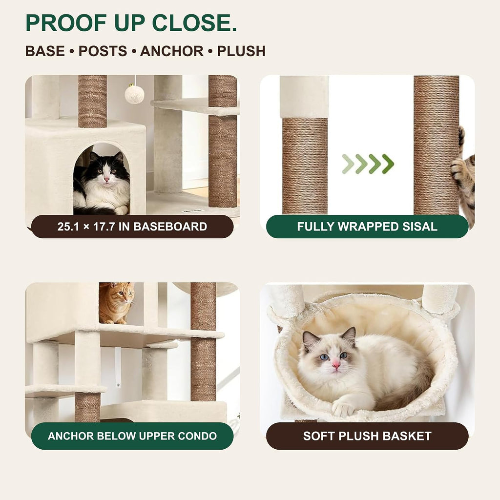 Globlazer Large Cat Tree for Large Adult Cats, Tall Sturdy Cat Tower, S80