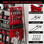 Power Tool Organizer Wall Mount, 12-Drill 4-Tier Charging Station, Red