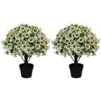 24" Artificial Cypress Ball Plants Outdoor, Fall Topiary Trees