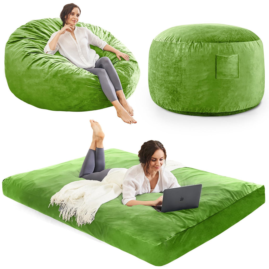 Bean Bag Chairs for Adults - Giant Bean Bag Convertible Floor Sofa