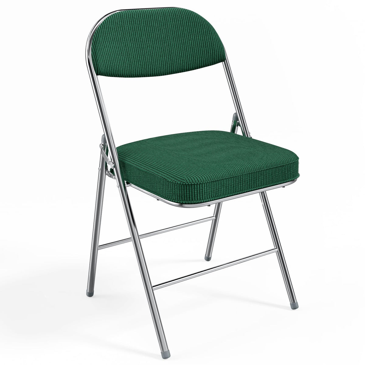 VINGLI 4 Pack Folding Chairs with Padded Seat & Backrest, Metal Frame, Durable Corduroy Fabric, 350 lbs Capacity, Set of 4, Black – Ideal for Weddings, Parties, Office Events